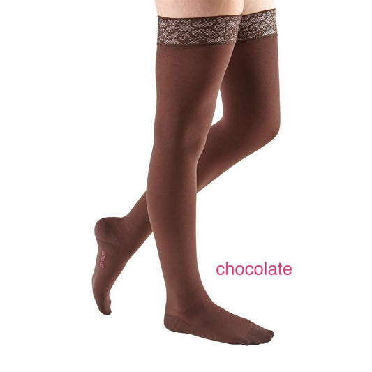 mediven Comfort thigh high lace silicone top band 20-30 mmHg closed toe