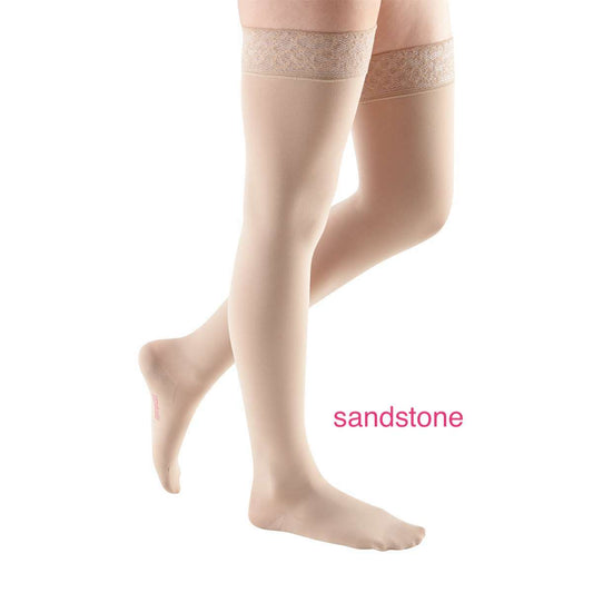 mediven Comfort thigh high lace silicone top band 15-20 mmHg closed toe