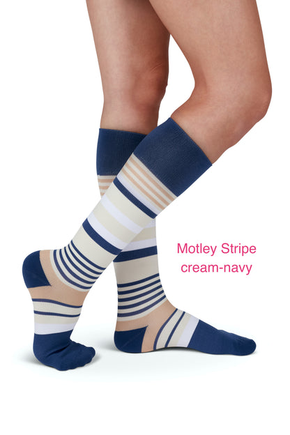 Rejuva Motley Stripe knee high 15-20 mmHg closed toe