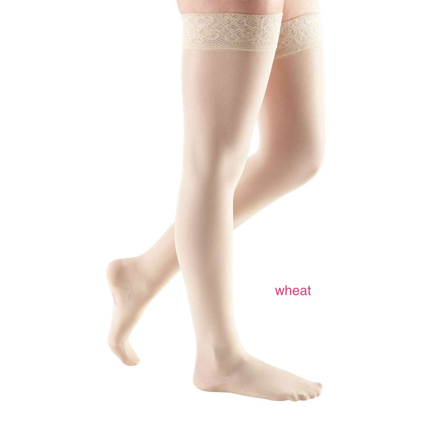 mediven Sheer & Soft thigh high lace silicone top band 15-20 mmHg closed toe