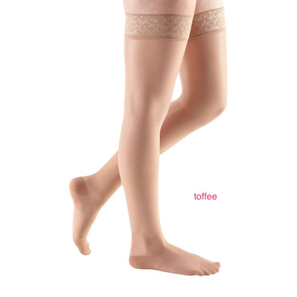mediven Sheer & Soft thigh high lace silicone top band 15-20 mmHg closed toe