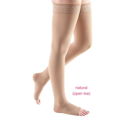 mediven Comfort thigh high lace silicone top band 30-40 mmHg open toe