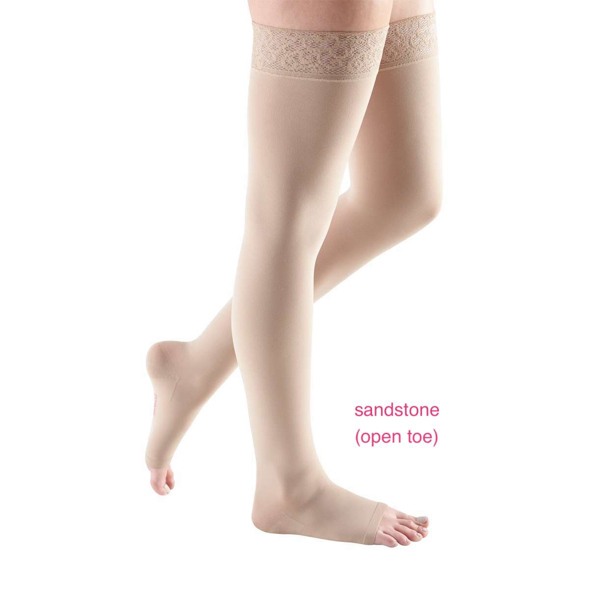 mediven Comfort thigh high lace silicone top band 30-40 mmHg open toe