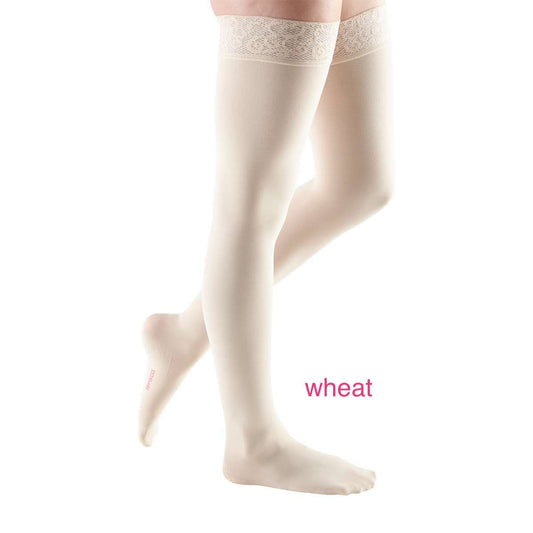 mediven Comfort thigh high lace silicone top band 15-20 mmHg closed toe