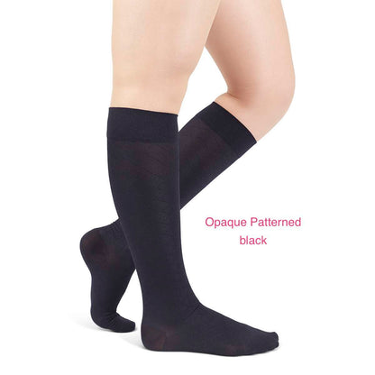 Rejuva Opaque Patterned knee high 15-20 mmHg closed toe
